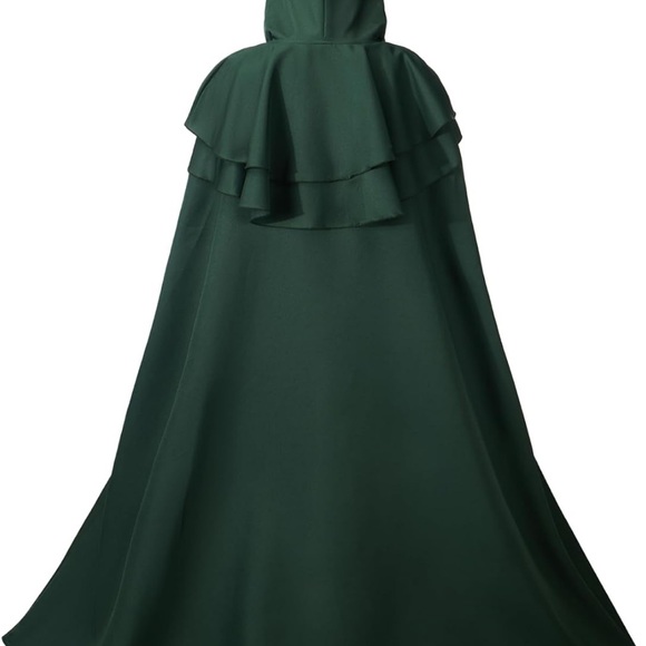 Unisex Dark Green Hooded Cloak - Picture 8 of 11